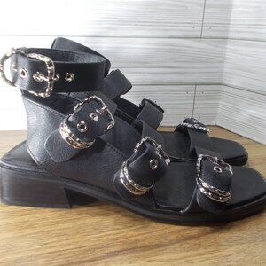 Topshop Block Heel Ankle Strap & Buckles Women's 7